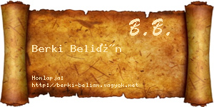 Berki Belián névjegykártya